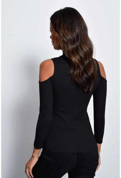 Kadın Siyah Fermuarlı Kaşkorse Bluz Yİ1568