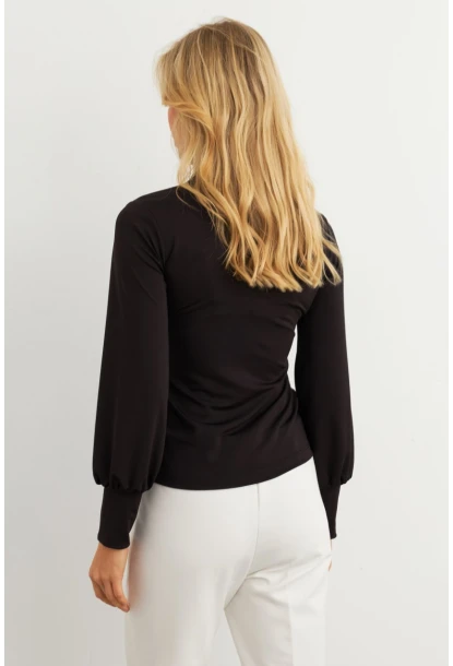 Kadın Siyah Fularlı Bluz MEY3007