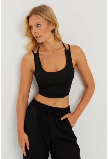 Kadın Siyah Gloplu Büstiyer CG349