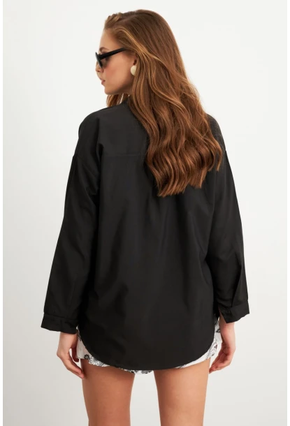Kadın Siyah Gömlek Q1100