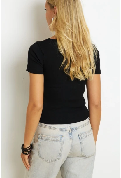 Kadın Siyah Kaşkorse Bluz AYD325