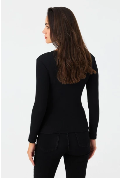 Kadın Siyah Kaşkorse Bluz EY2988