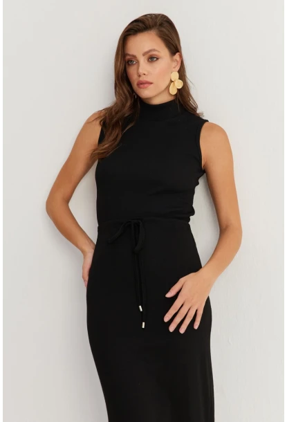 Kadın Siyah Kaşkorse Maxi Elbise EY2924