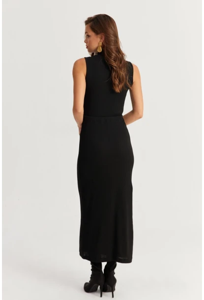 Kadın Siyah Kaşkorse Maxi Elbise EY2924