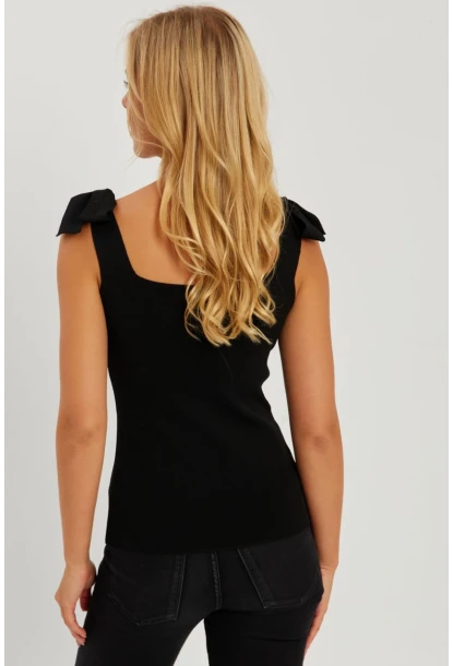 Kadın Siyah-Kırmızı İkili Triko Bluz YV271