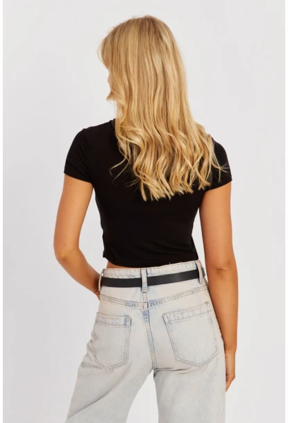 Kadın Siyah Kısa Bluz CY444