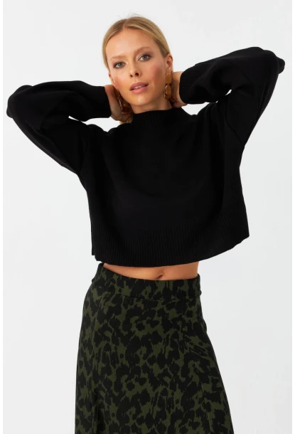 Kadın Siyah Kısa Kazak YİL559