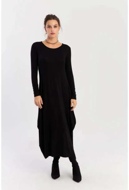 Kadın Siyah Midi Elbise LPP1272