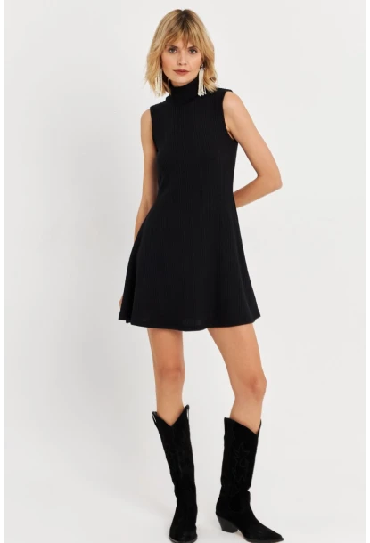 Kadın Siyah Mini Elbise TF66