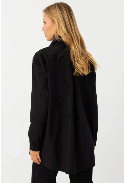 Kadın Siyah Nakışlı Gömlek MQS0063