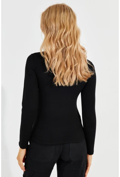 Kadın Siyah Önü Damla Bluz LPP1239
