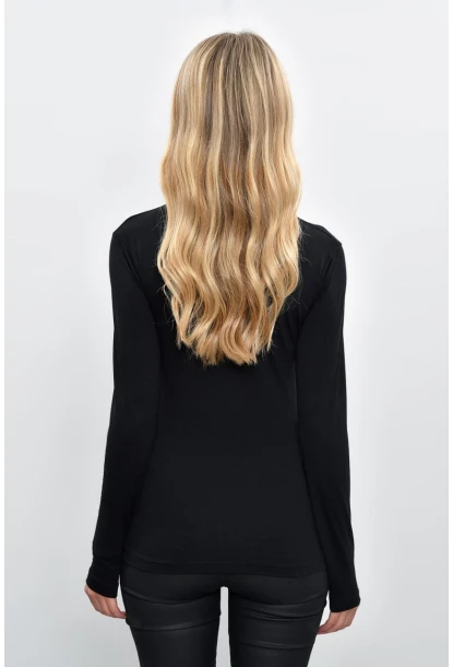 Kadın Siyah Önü Fermuarlı Balıkçı Bluz M1908