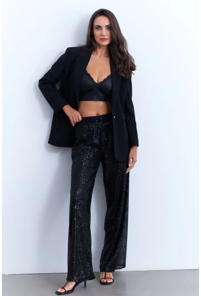 Kadın Siyah Payetli Pantolon SHR8