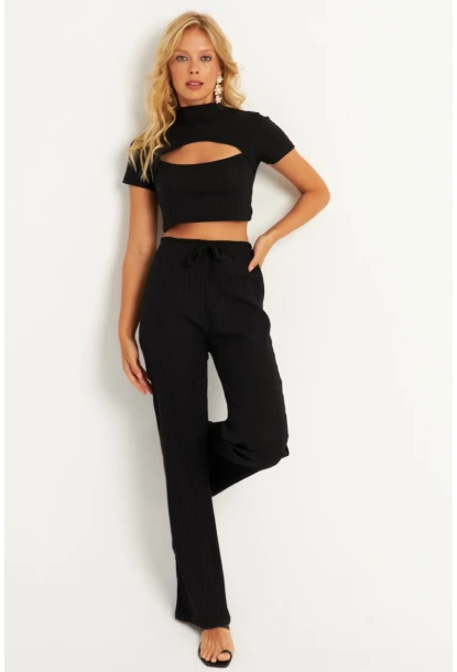 Kadın Siyah Pencereli Takım XL2017