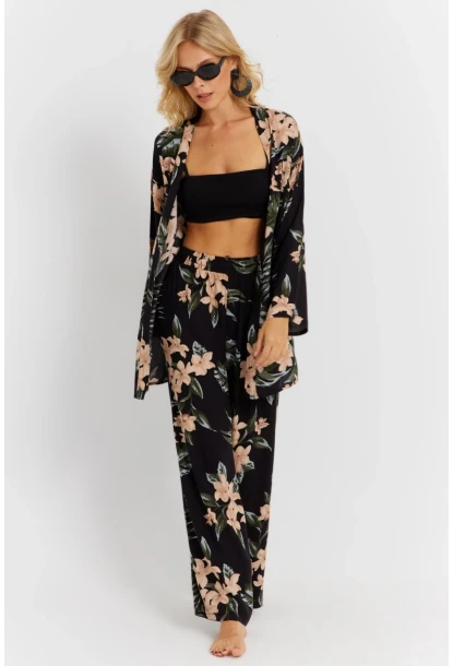 Kadın Siyah-Pudra Desenli Alt Üst Takım  GÇ168