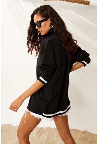 Kadın Siyah Ribanalı Gömlek RML04