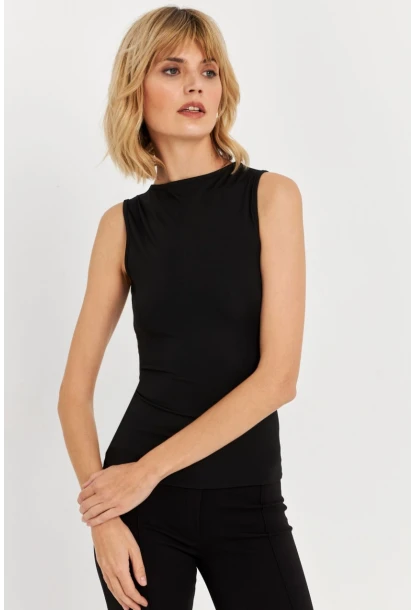 Kadın Siyah Sırt Dekolteli Bluz TF71