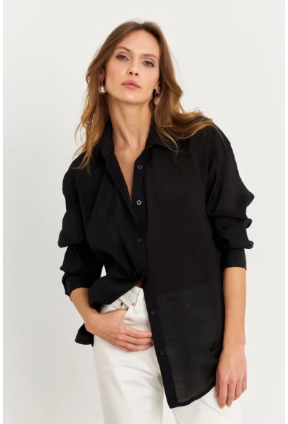 Kadın Siyah Sırtı Açık Gömlek MOD2369-90