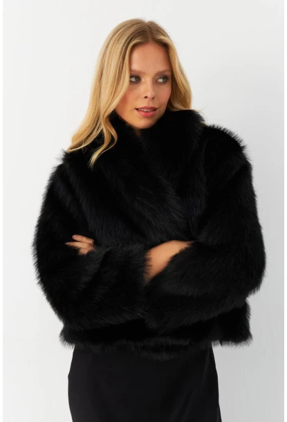 Kadın Siyah Suni Kürk ELT1227