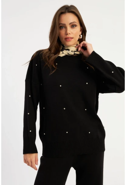 Kadın Siyah Taşlı Alt Üst Takım MYİL10