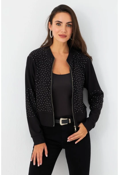Kadın Siyah Taşlı Ceket RLO81