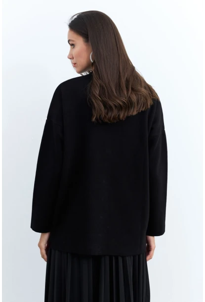 Kadın Siyah Taşlı Düğmeli Hırka MİW4572