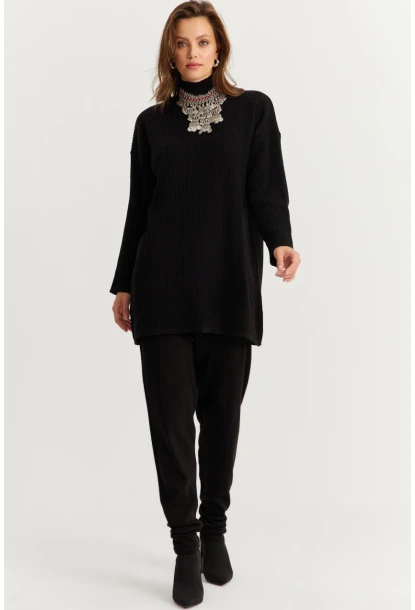 Kadın Siyah Triko Alt Üst Takım MNUV9