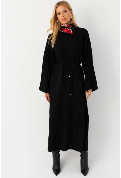 Kadın Siyah Triko Maxi Elbise MTC3367