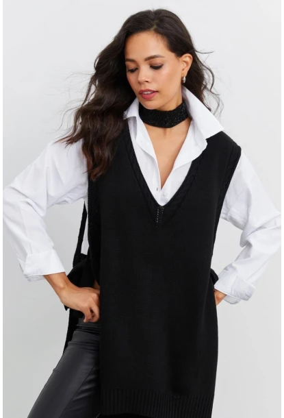 Kadın Siyah Triko Süveter YV103