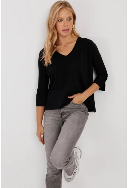 Kadın Siyah V Yaka Bluz LPP1267