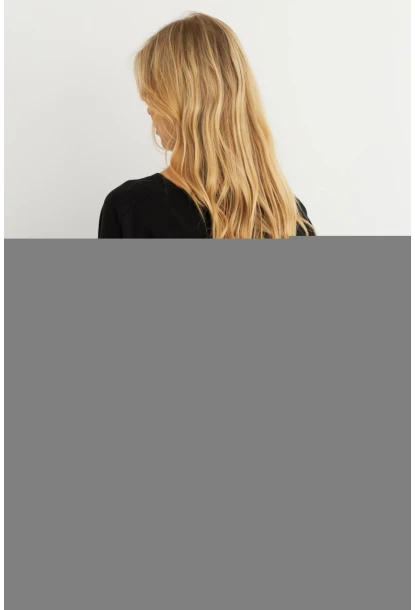 Kadın Siyah V Yaka Salaş Bluz YV304