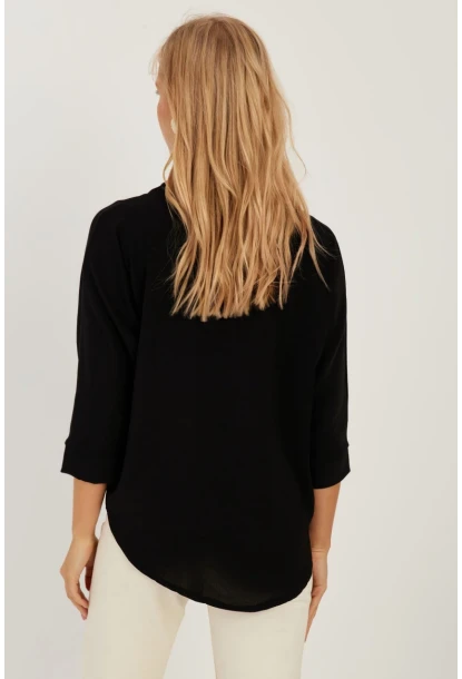 Kadın Siyah Yarasa Kol Bluz BR1224