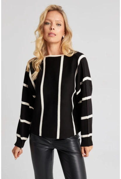 Kadın Siyah Yarasa Kol Triko Kazak YZ522