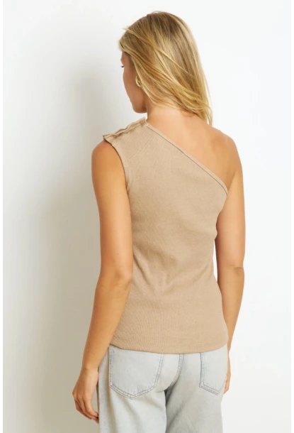 Kadın Sütlü Kahve Düğme Detaylı Kaşkorse Bluz EY2711