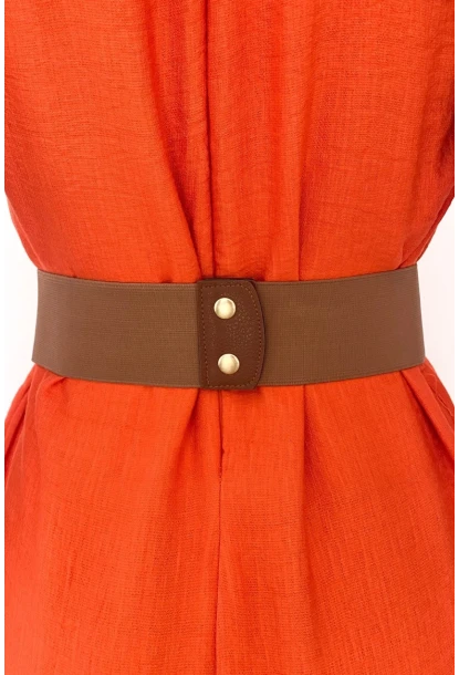 Kadın Taba Zincirli Lastikli Kemer BE639