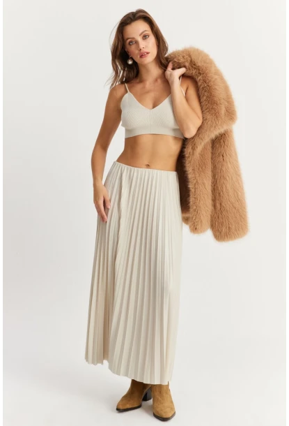 Kadın Taş Beli Lastikli Pilise Etek GÇ190