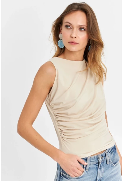 Kadın Taş Büzgülü Bluz YZ625