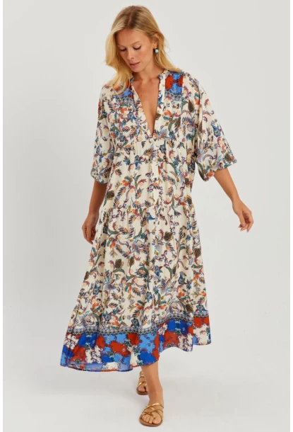 Kadın Taş Desenli Salaş Maxi Elbise GÇ166