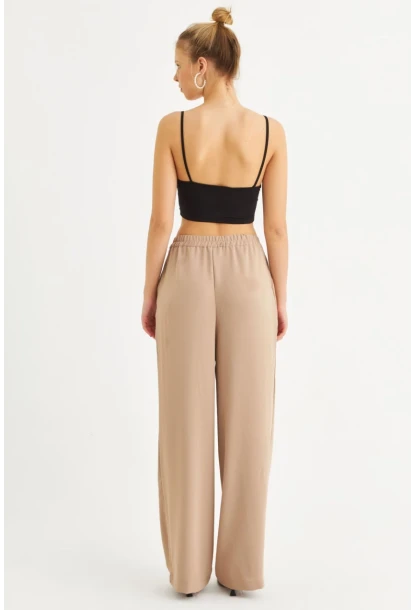 Kadın Taş Fermuarlı Palazzo Pantolon MON143