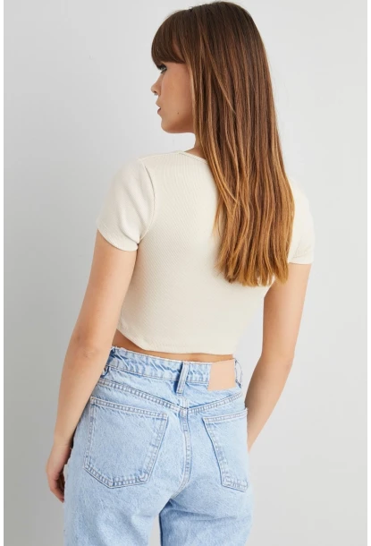 Kadın Taş Kaşkorse Crop Bluz ELT58