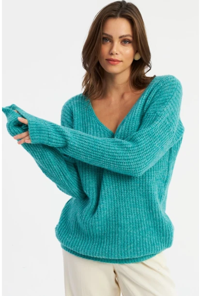 Kadın Turkuaz Triko Uzun Bluz YİL556