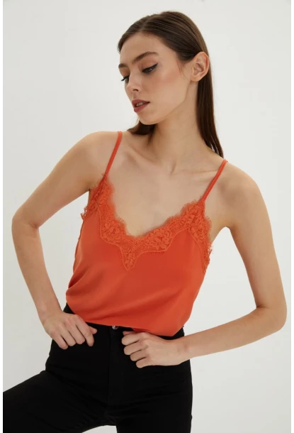 Kadın Turuncu Dantelli Atlet LPP5008