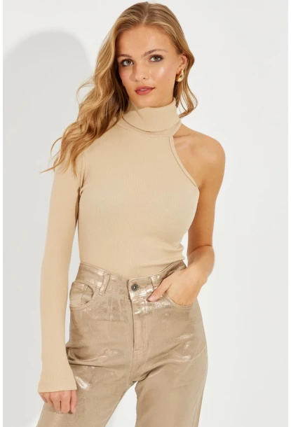 Kadın Vanilya Balıkçı Tek Kol Kaşkorse Bluz EY1118