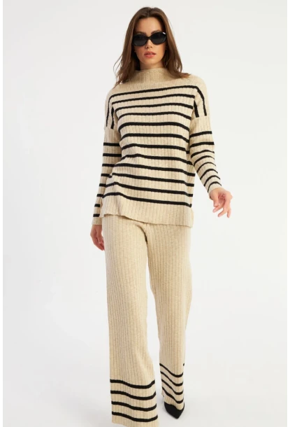 Kadın Vanilya Çizgili Alt Üst Takım MYİL11