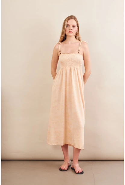 Kadın Vanilya Gipeli Midi Plaj Elbisesi OR501