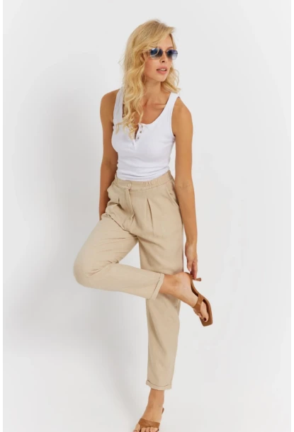 Kadın Vanilya Keten Pantolon DMR340