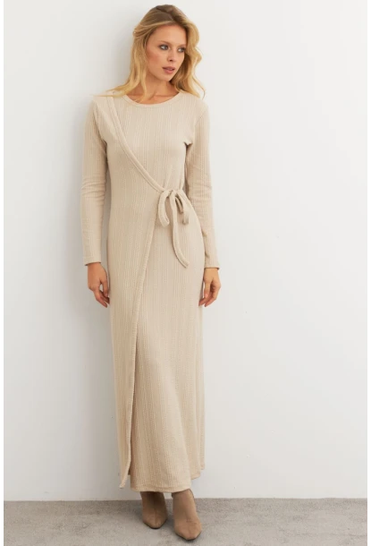 Kadın Vanilya Kruvaze Maxi Elbise MTF31