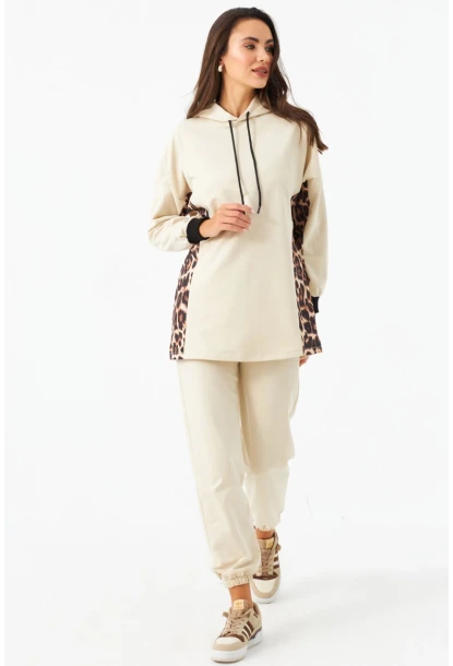 Kadın Vanilya Leopar Desenli Alt Üst Takım MPC301