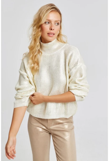 Kadın Vanilya Varakli Triko Bluz SF2530