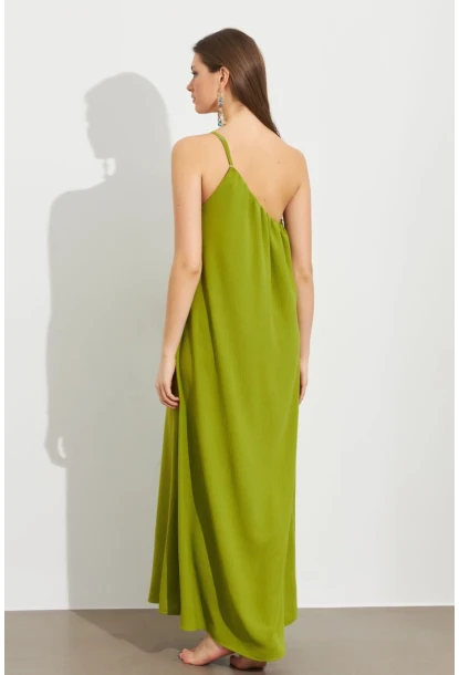 Kadın Yeşil Tek Omuz Maxi Elbise İRE1012